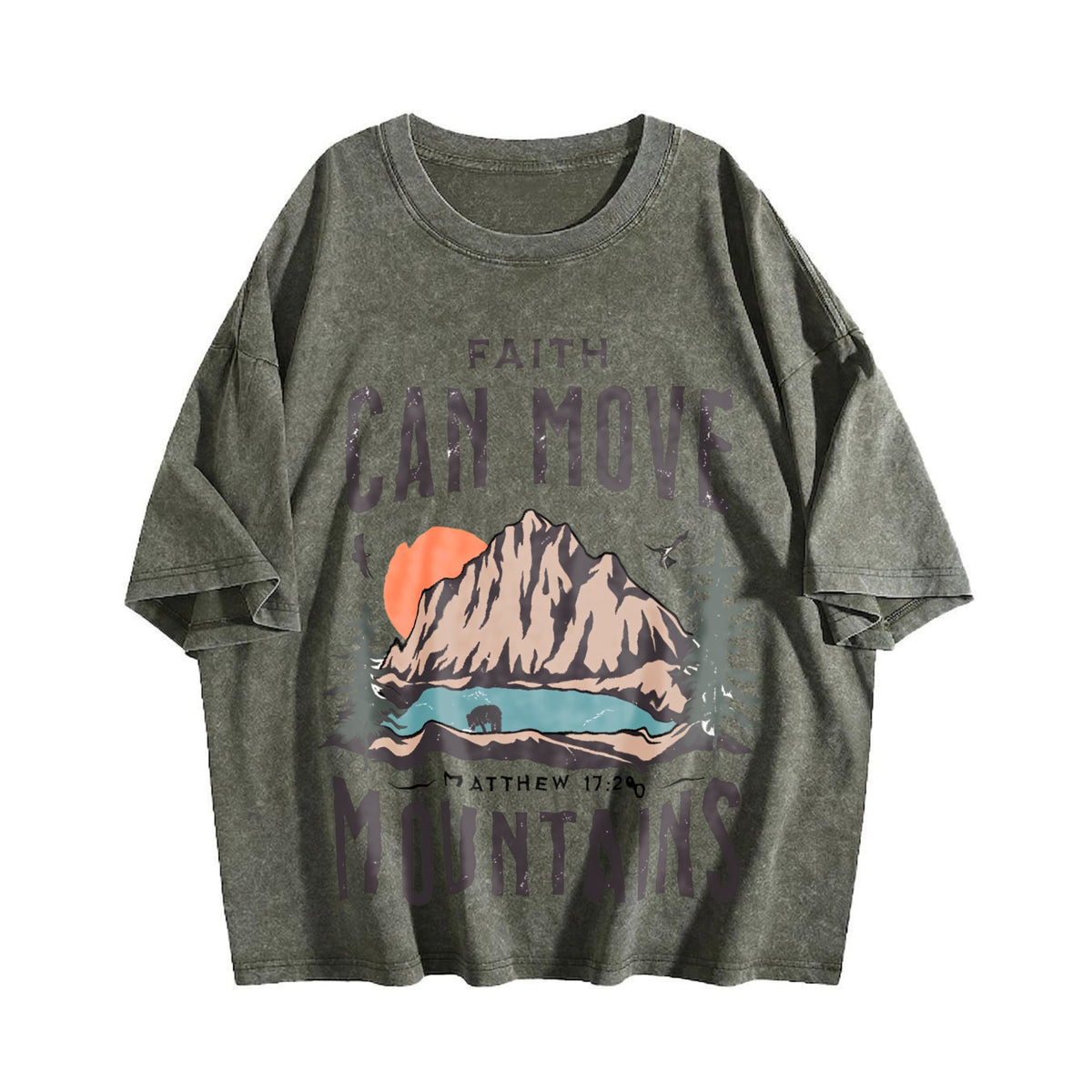 Scenery And Letter One-piece Summer Vintage Washed T-Shirt product image 4