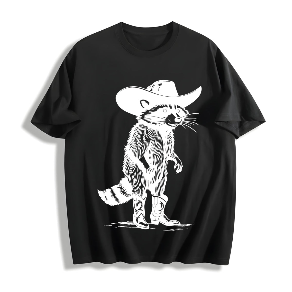 Funny Raccoon Cowboy Cotton T-Shirt product image 1