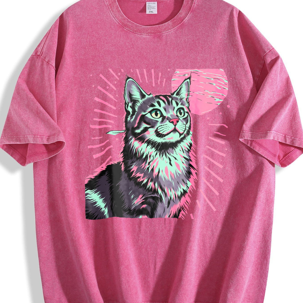futuristic Cat Vintage Washed T-Shirt product image 5