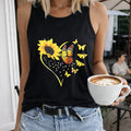 Cartoon Sunflower & Love Butterfly Women's Tank Top