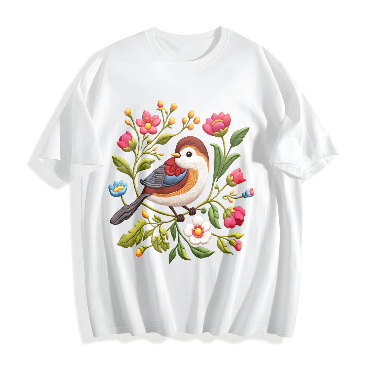 Bird & Floral - Stretch Cotton T-Shirt product image 2