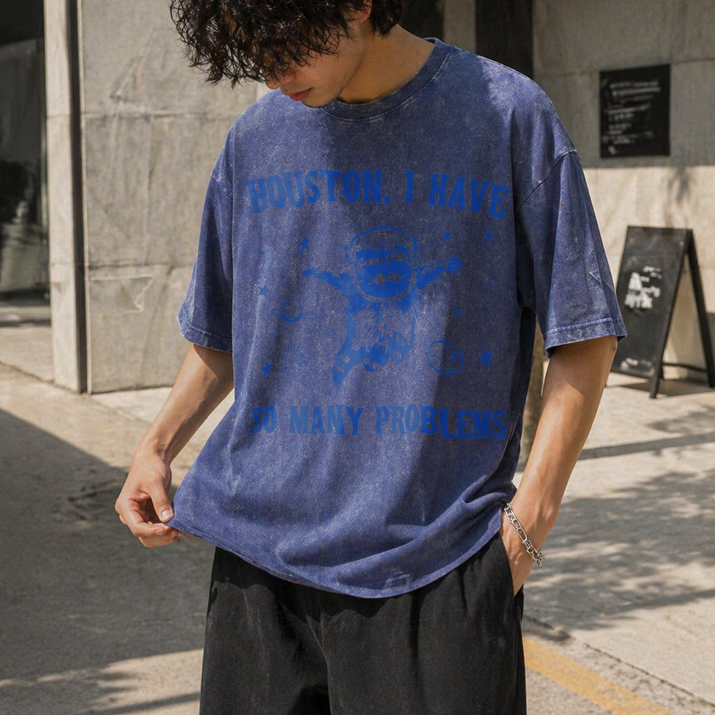 Houston I Have So Many Problems Vintage Washed T-Shirt product image 8