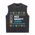 Nice Naughty Jewish Ugly Hanukkah Chanukah Jew Men's Washed Tank Top