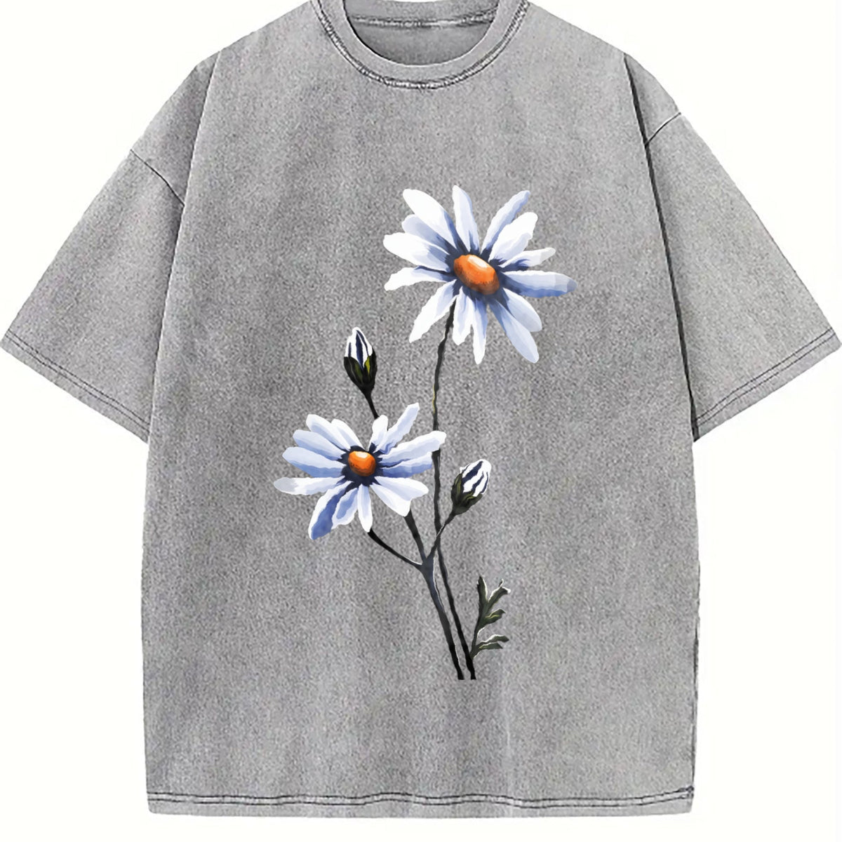 Blue Daisy Flowers Vintage Washed T-Shirt product image 5