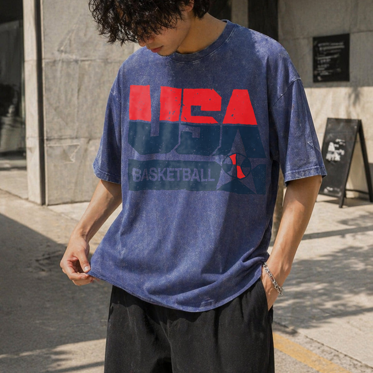 Summer USA Basketball Vintage Washed T-Shirt product image 8