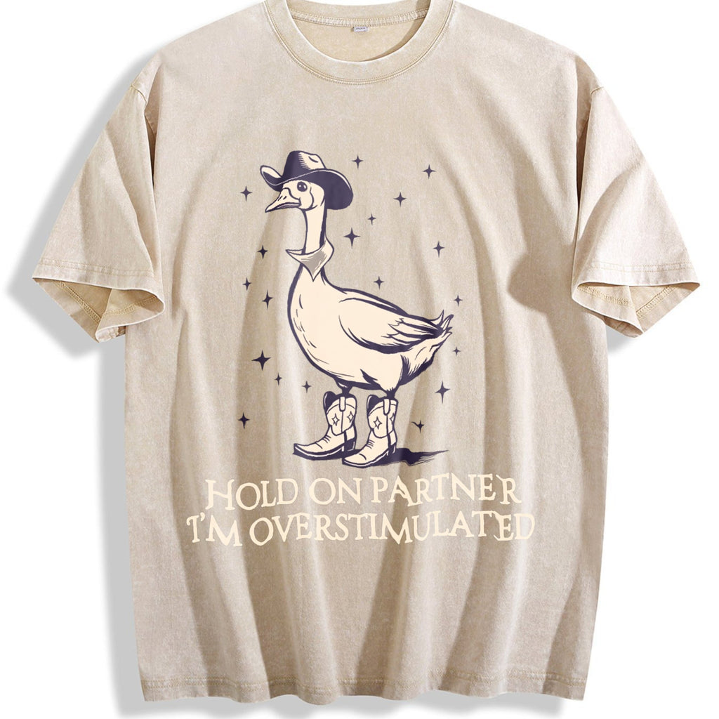 Hold On Partner Im Overstimulated Vintage Washed T-Shirt product image 1