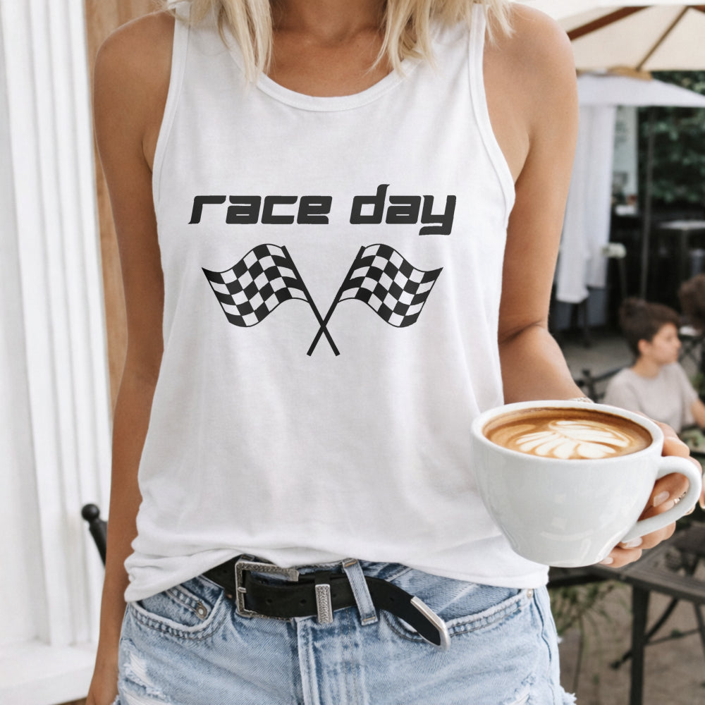 Race Day Letters & Cartoon Flags Women's Tank Top