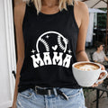Mama With Baseball - Pink With Heart & Star Details Women's Tank Top