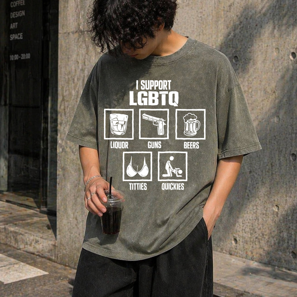 I Support Lgbtq Vintage Washed T-Shirt product image 4