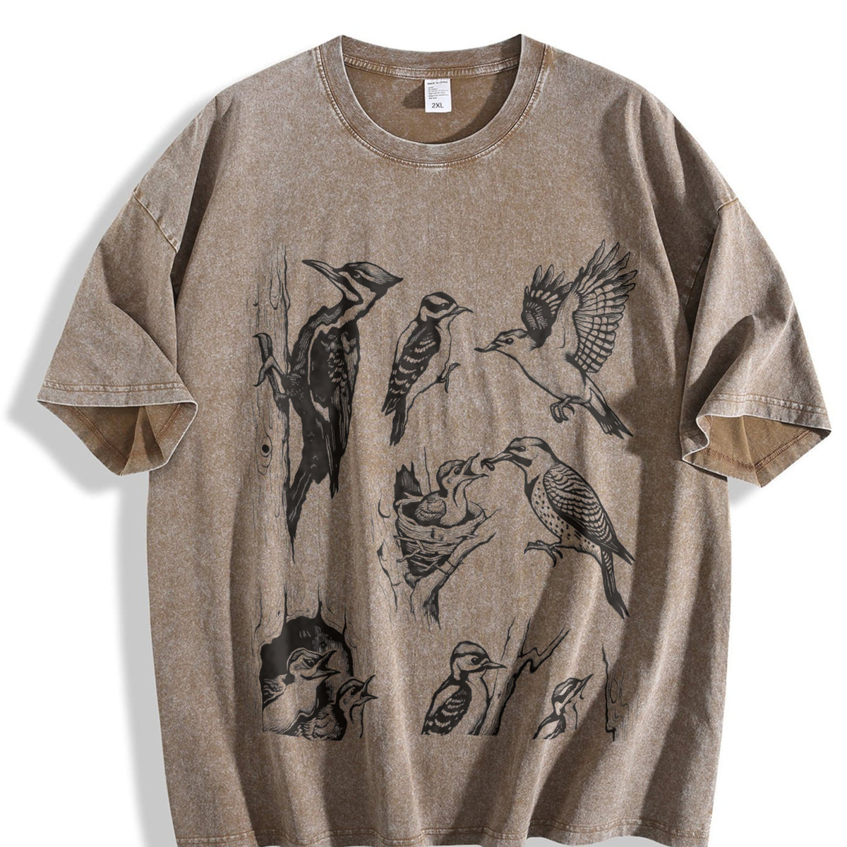 Woodpecker Bird 90s Tattoo Vintage Washed T-Shirt product image 3