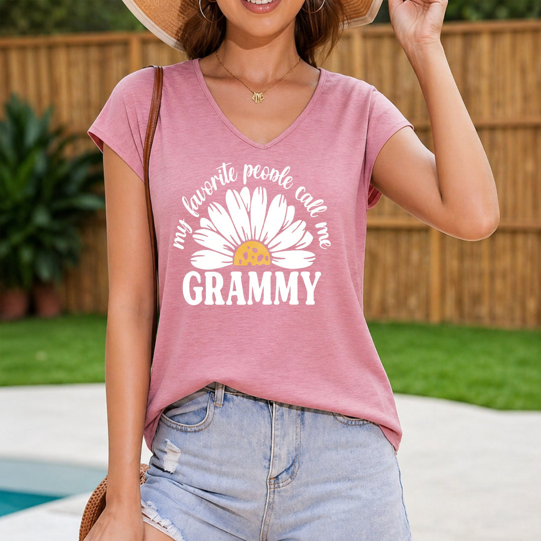 My Favorite People Call Me Grammy - Fun Cartoon Women's V-Neck Tank Top