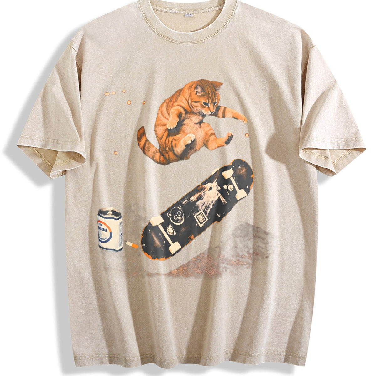 Skateboarding Cat Vintage Washed T-Shirt product image 1