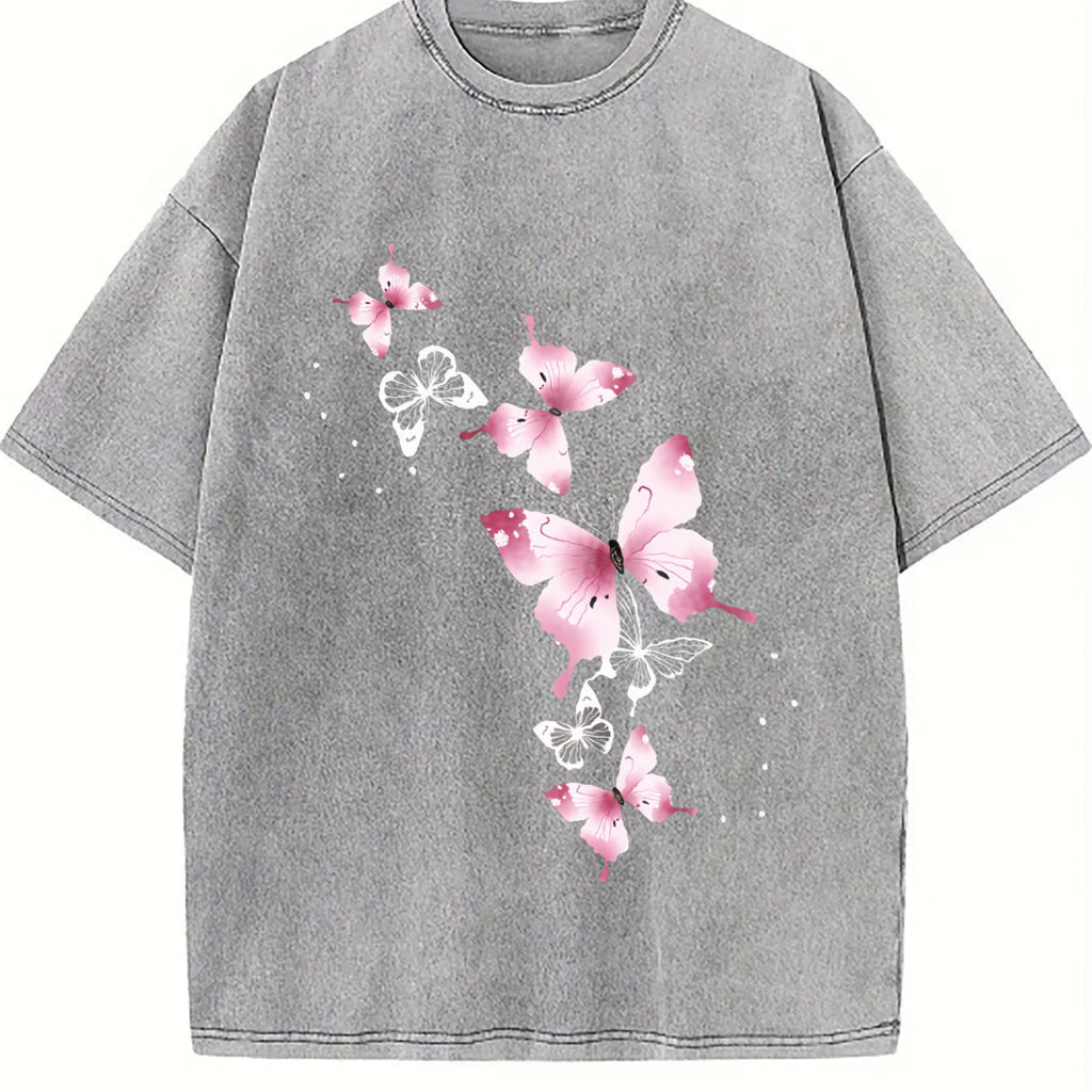 Pink Butterfly Vintage Washed T-Shirt product image 5