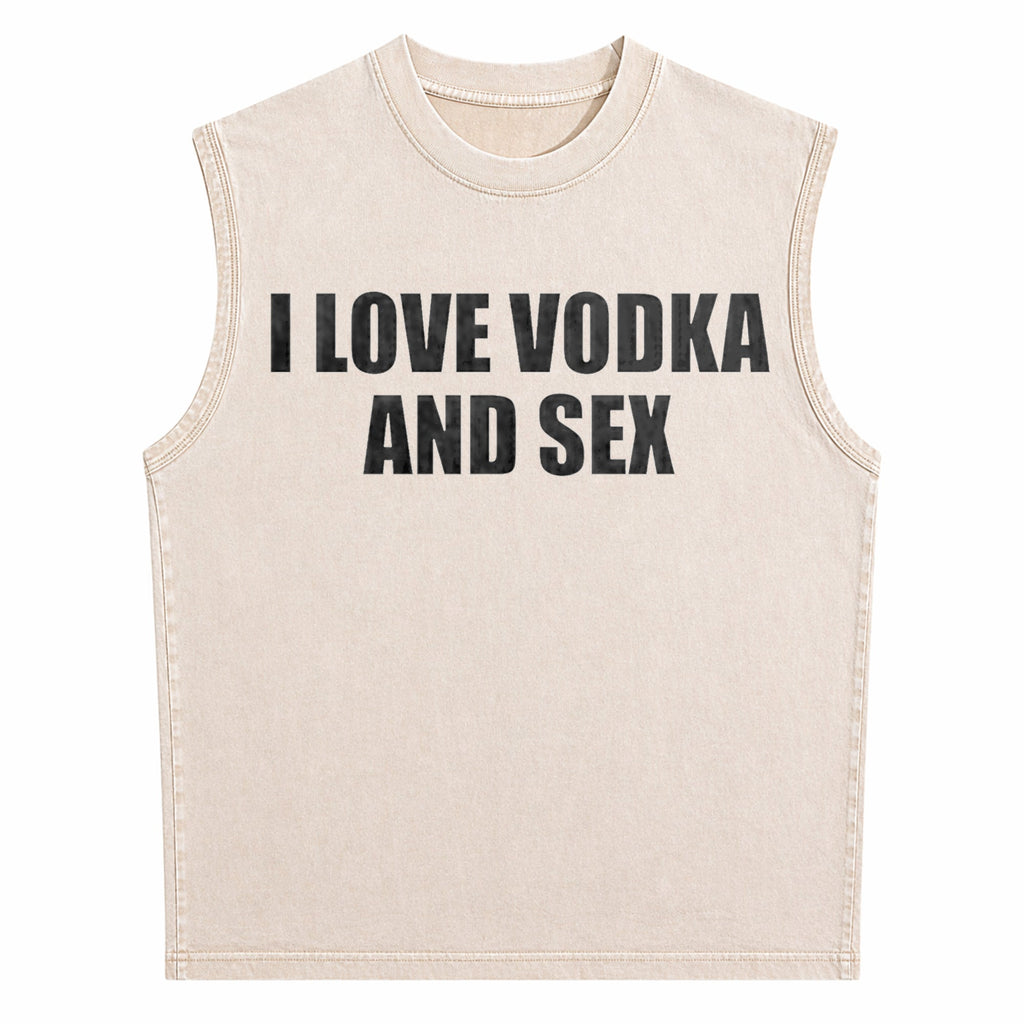 I Love Vodka And Sex Y2K Iconic Funny Meme Club Party Men's Washed Tank Top
