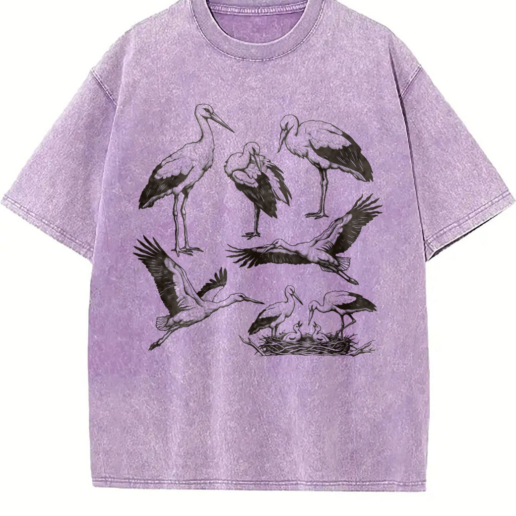 Stork Bird 90s Tattoo Vintage Washed T-Shirt product image 6