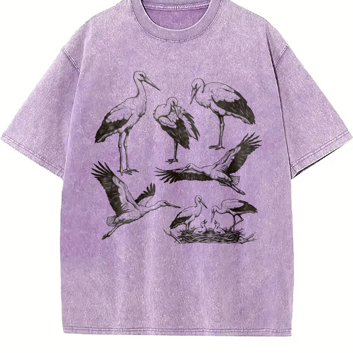 Stork Bird 90s Tattoo Vintage Washed T-Shirt product image 6