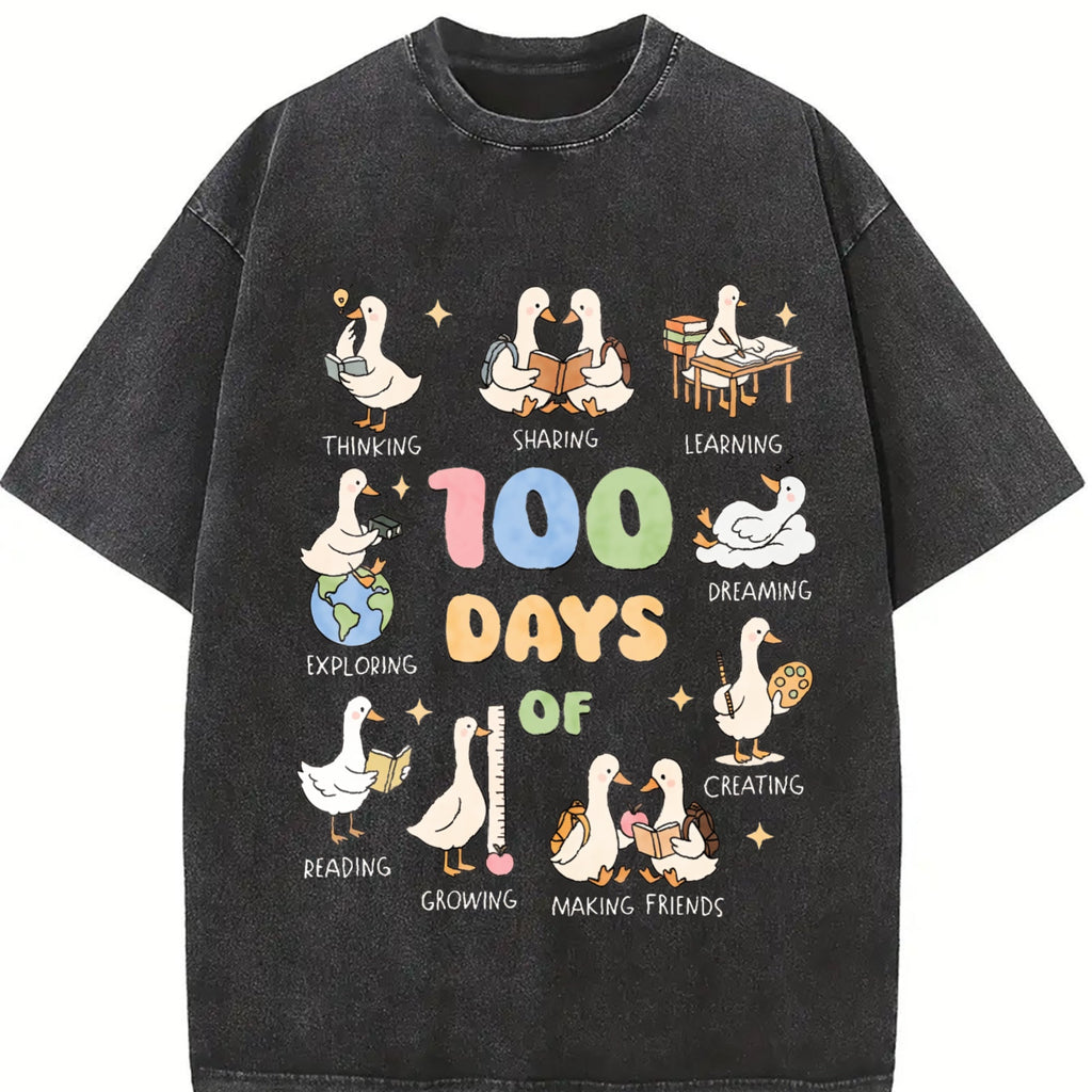 100 Days Of School Goose Teacher Vintage Washed T-Shirt product image 2