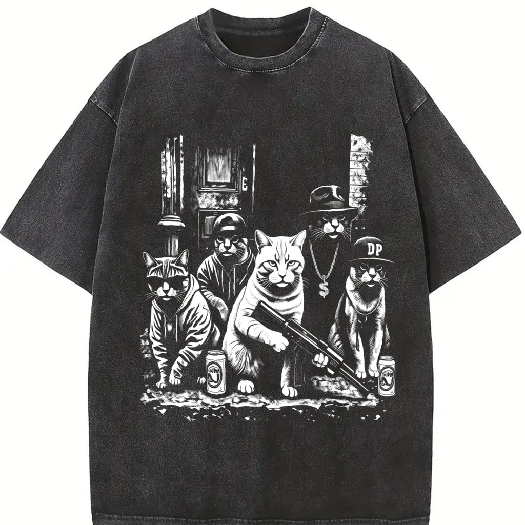 Gangsta Cats Vintage Washed T-Shirt product image 2