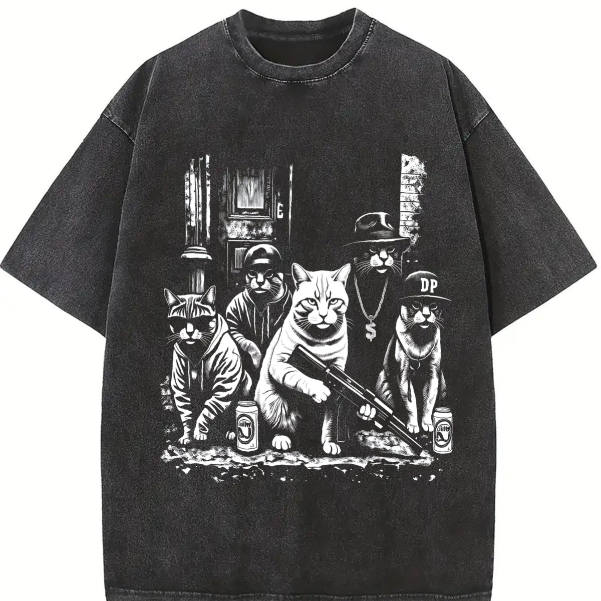 Gangsta Cats Vintage Washed T-Shirt product image 2