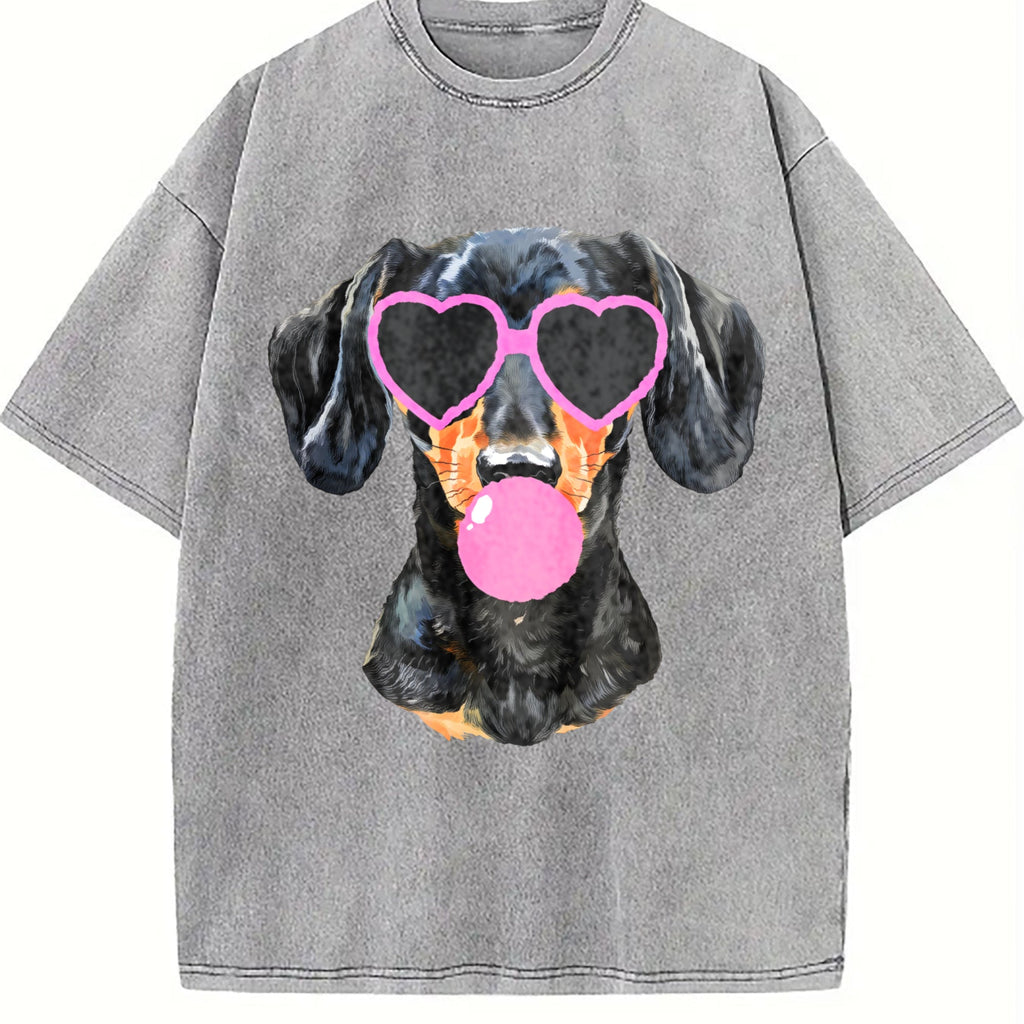 Dachshund Mama Blowing Bubble Vintage Washed T-Shirt product image 4