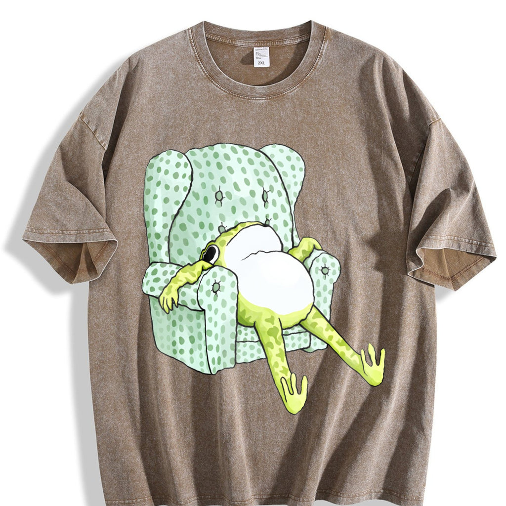 Frog Sitting Sofa Vintage Washed T-Shirt product image 3