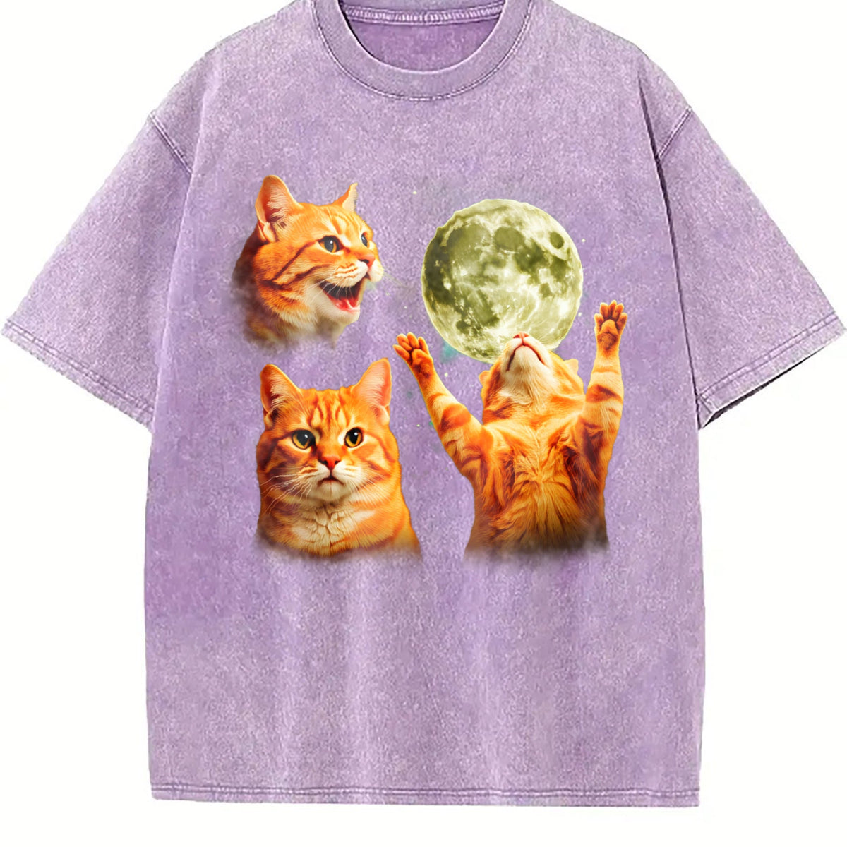 Orange Tabby Moon Vintage Washed T-Shirt product image 6