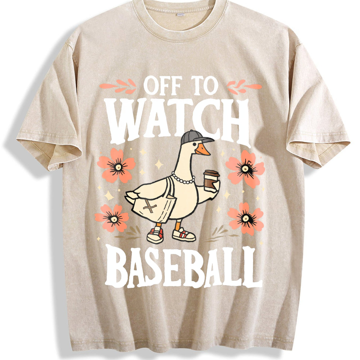 Off To Watch Baseball Goose Funny Silly Vintage Washed product image 1