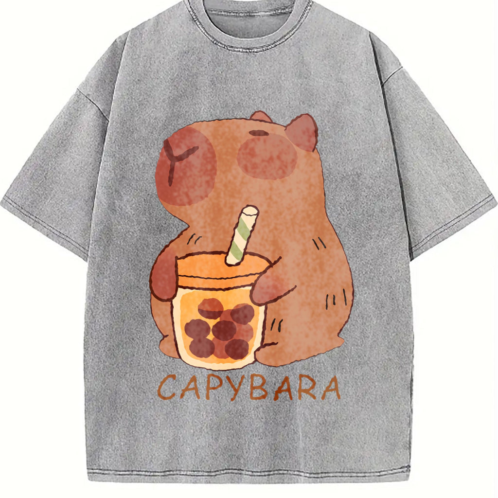 Capybara - Cute & Tea Vintage Washed T-Shirt product image 5