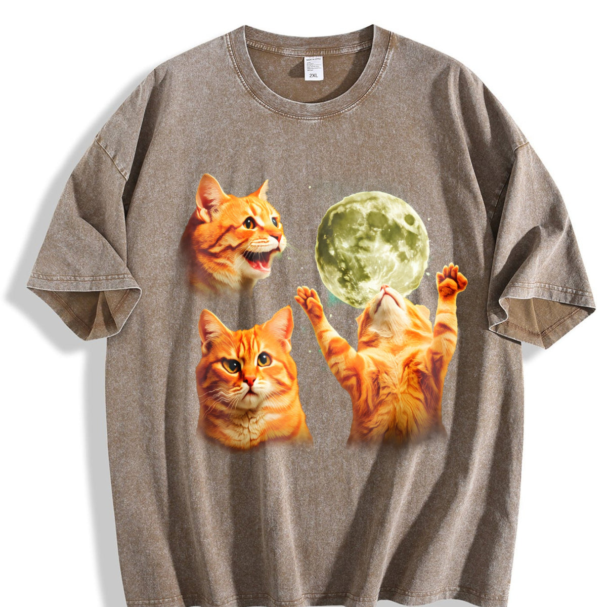 Orange Tabby Moon Vintage Washed T-Shirt product image 3