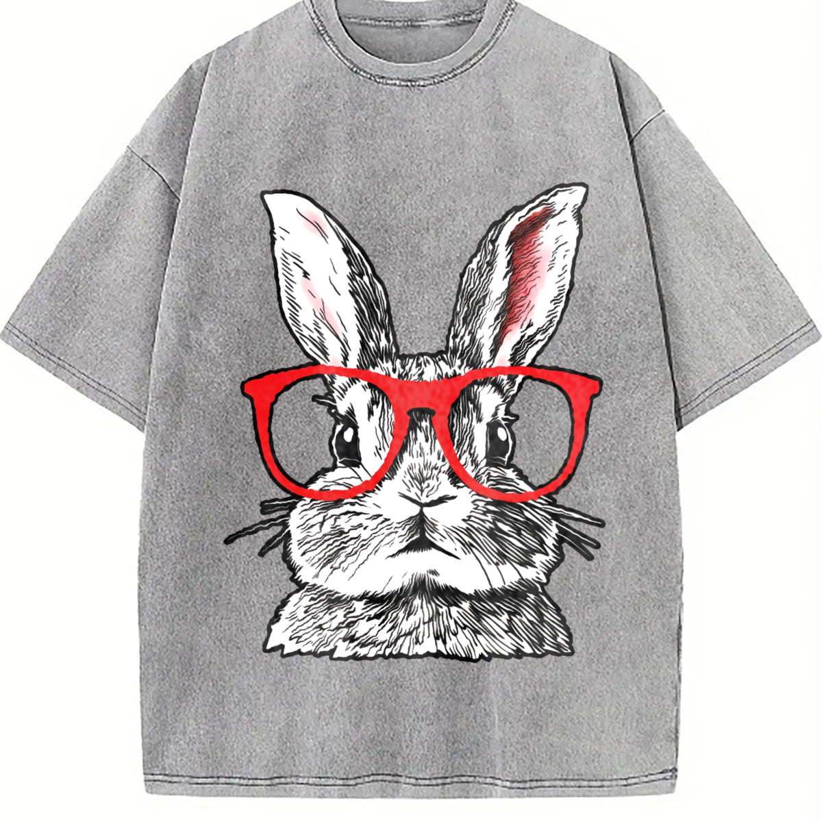 Rabbit with Red Glasses Vintage Washed T-Shirt product image 4