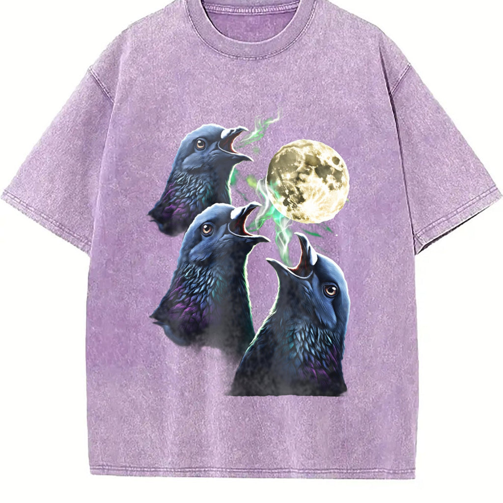 Pigeon Howling To Moon 90s Vintage Washed T-Shirt product image 6