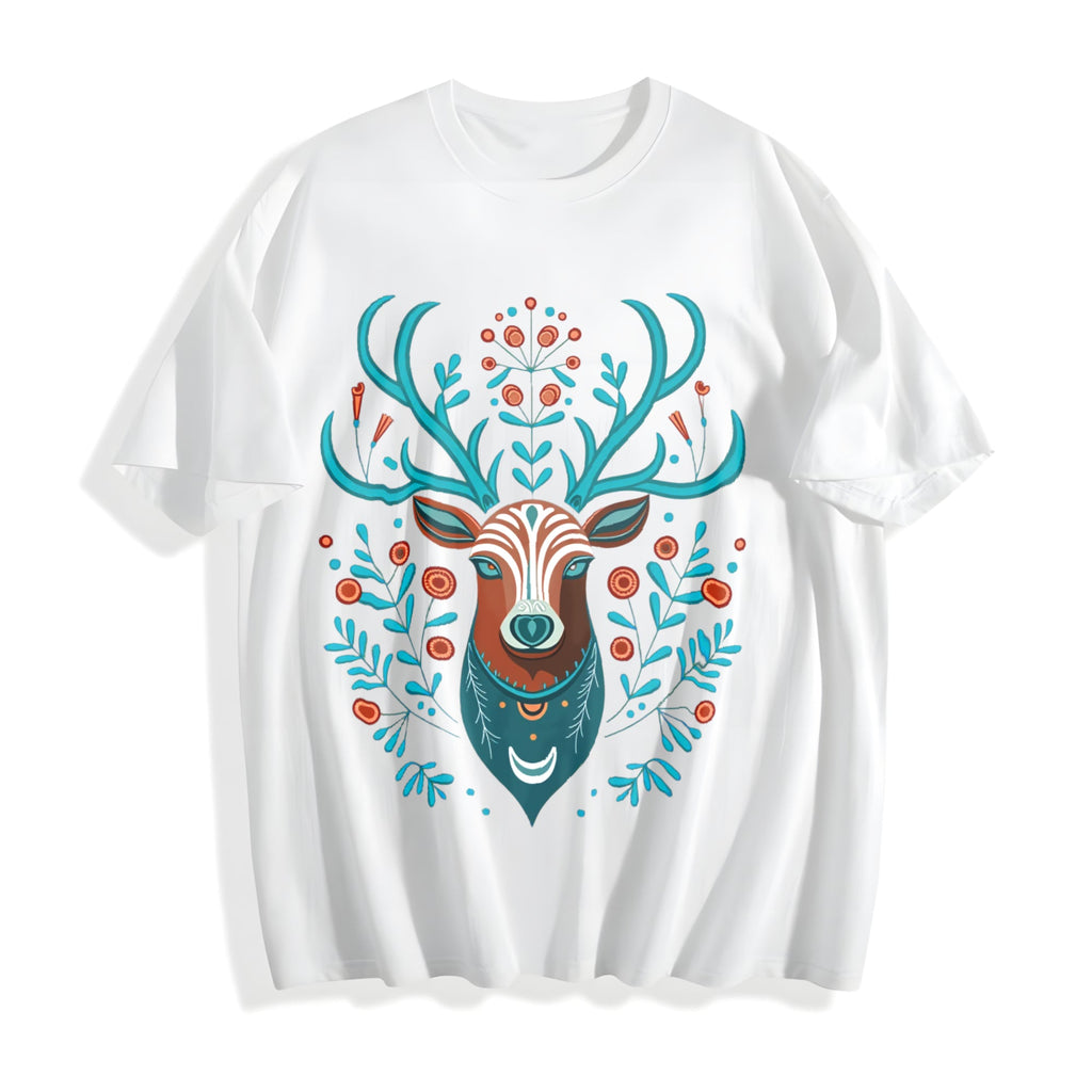 Animal With Faux Deer Head Cotton T-Shirt product image 2