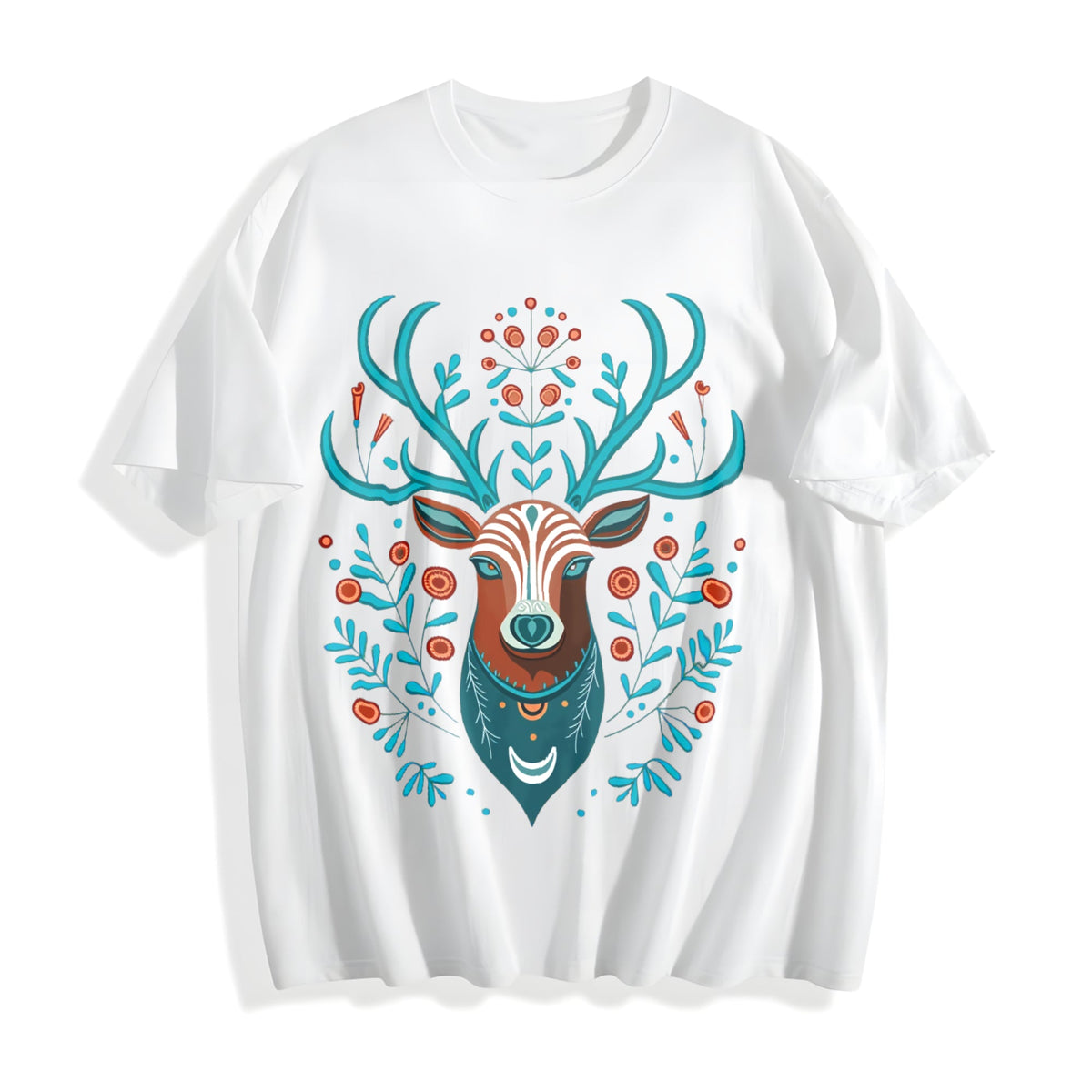 Animal With Faux Deer Head Cotton T-Shirt product image 2