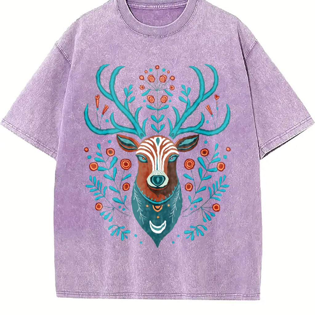 Animal With Faux Deer Head Vintage Washed T-Shirt product image 6