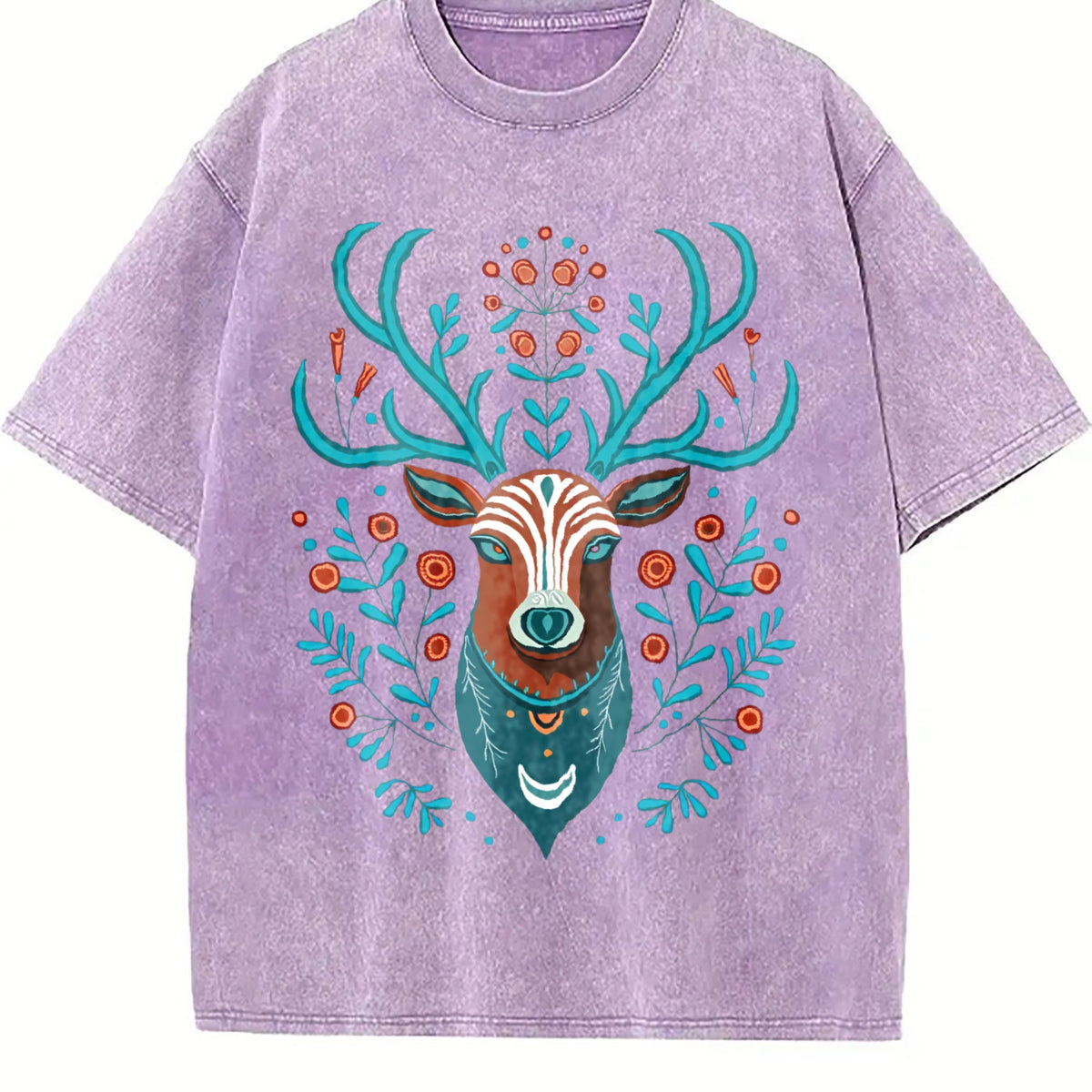 Animal With Faux Deer Head Vintage Washed T-Shirt product image 6