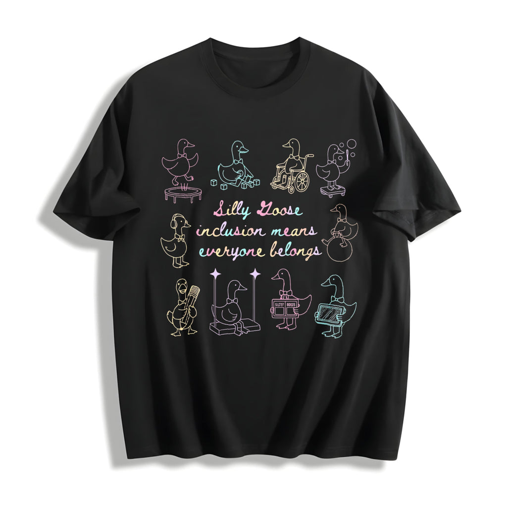 Silly Goose Inclusion Means Everyone Belongs Cotton T-Shirt product image 1