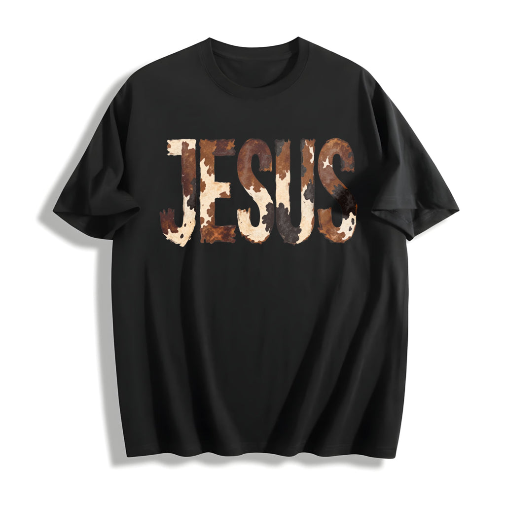 Brushstroke Cow Jesus Cotton T-Shirt product image 1