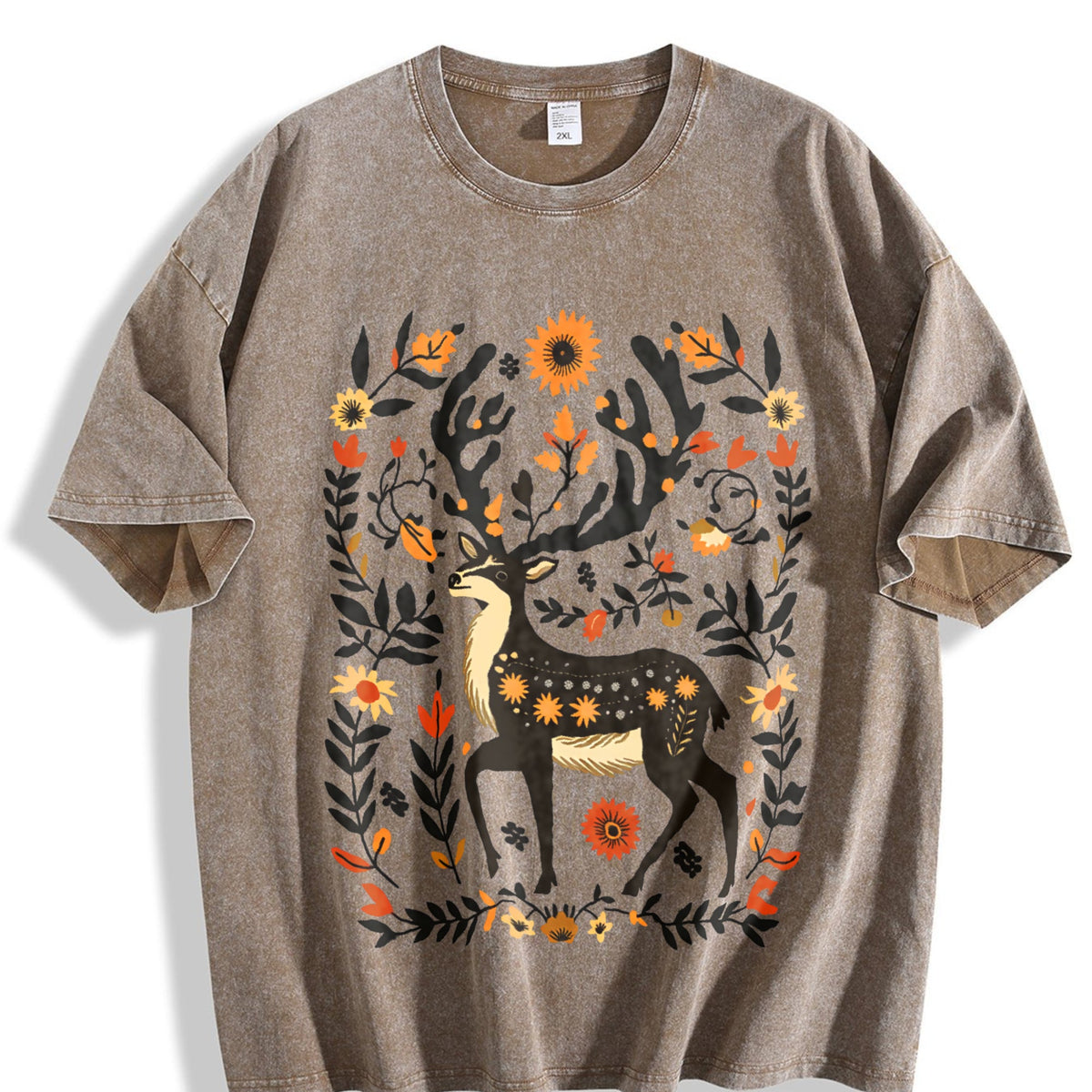 Summer A Bohemian- Floral Moose Vintage Washed T-Shirt product image 3