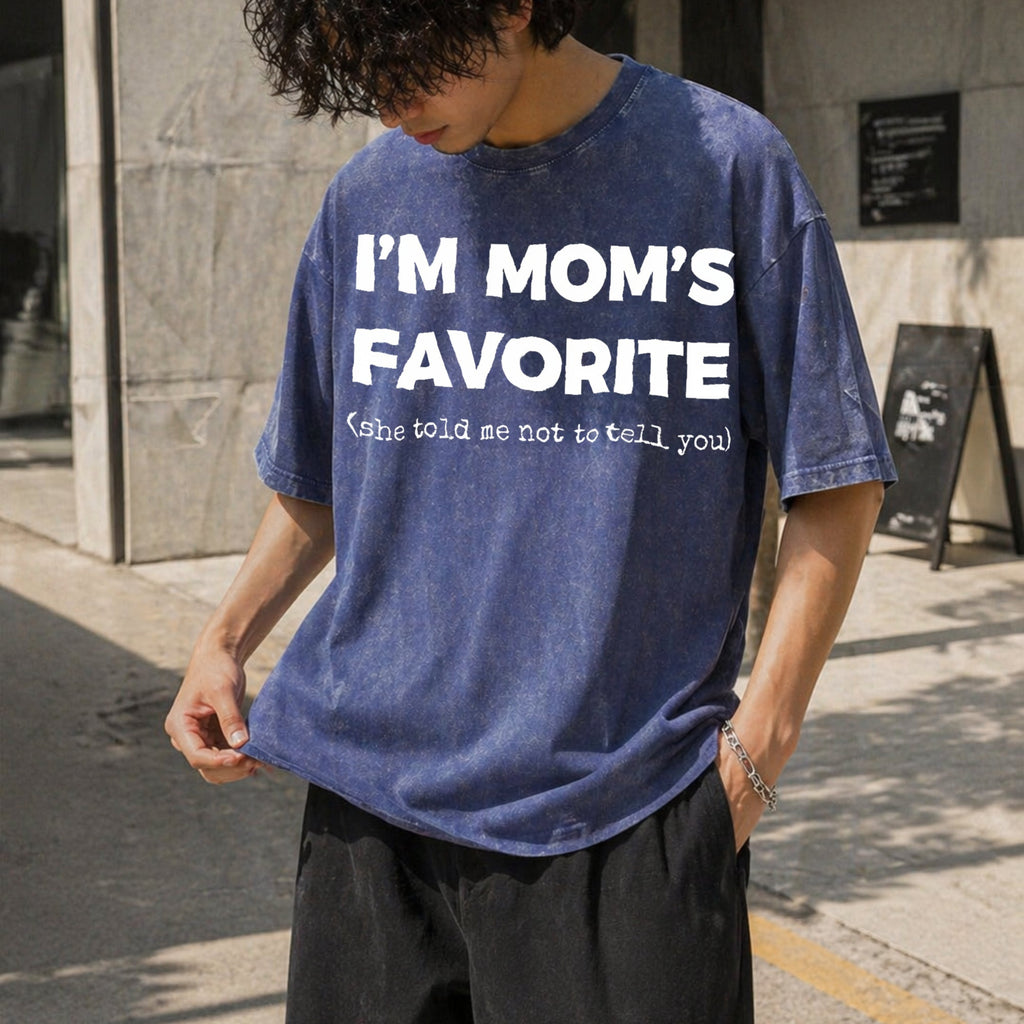Funny Moms Favorite Son Daughter I'm Vintage Washed T-Shirt product image 8