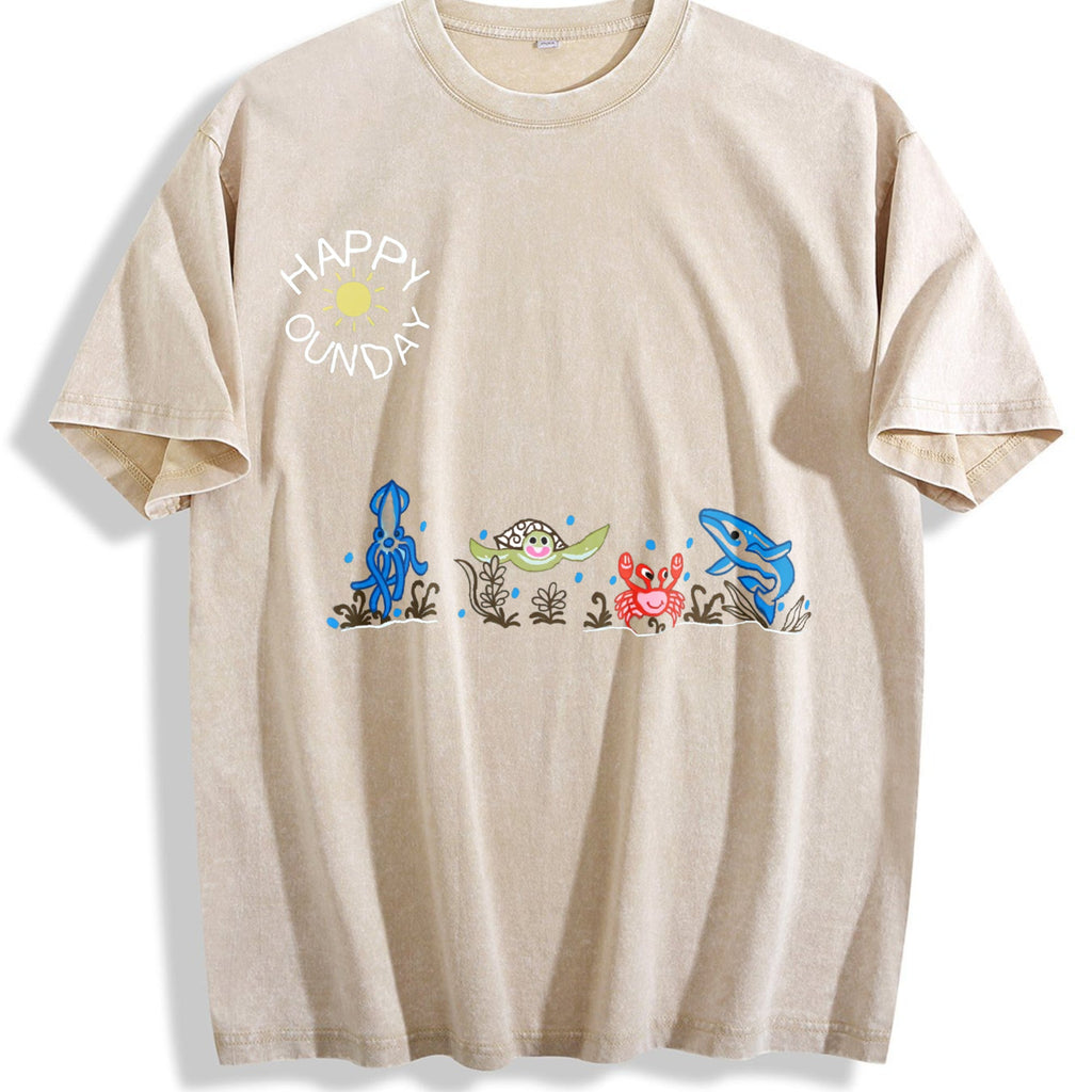 Sea Animals Vintage Washed T-Shirt product image 1