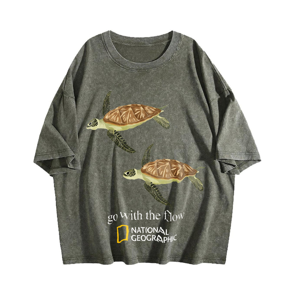 Go With The Flow Sea Turtle Ocean Nature Lover Vintage product image 4
