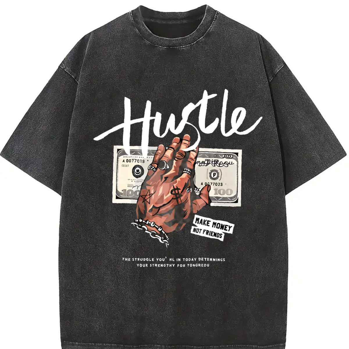 Hip-hop 'hustle' Money Hand This And Edgy Is Vintage Washed product image 2