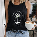 Santa Barbara Letters & Palm Trees Racer - Summer Beachwear Women's Tank Top