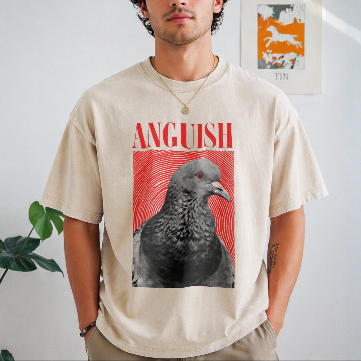 Anguish Bird Funny Vintage Washed T-Shirt product image 1
