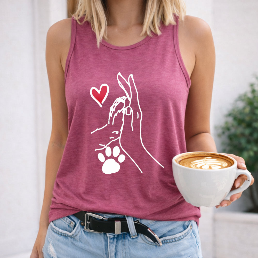 Hand and Dog Paw Heart Women's Tank Top