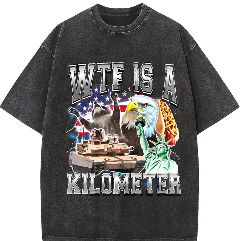 WTF Is A Kilometer Meme Vintage Washed T-Shirt product image 2
