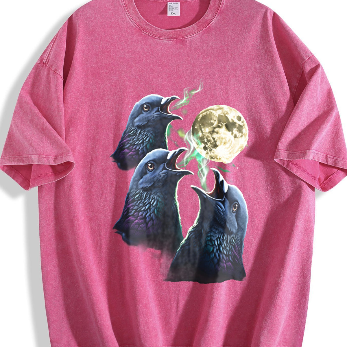 Pigeon Howling To Moon 90s Vintage Washed T-Shirt product image 7