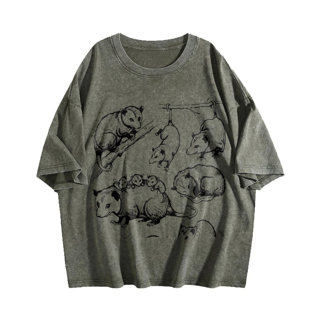Opossum 90s Tattoo Vintage Washed T-Shirt product image 4