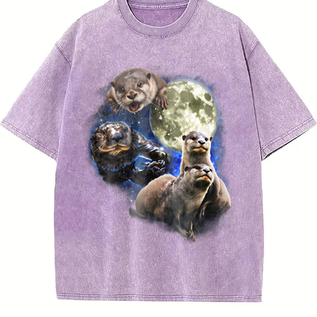 Otters In Galaxy Vintage Washed T-Shirt product image 6