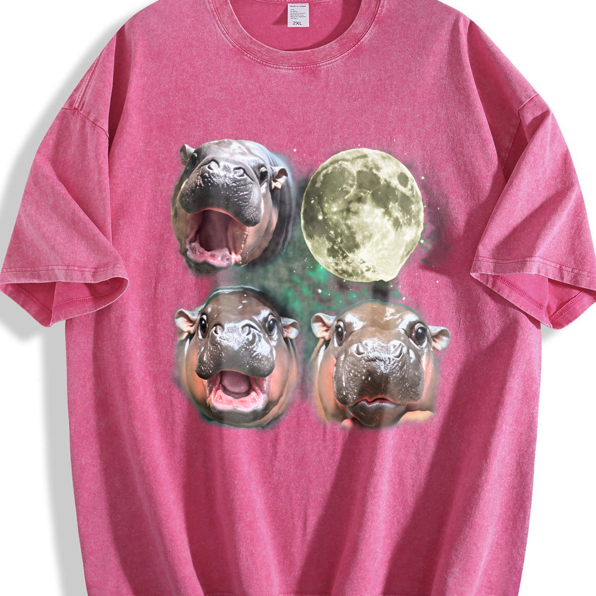 Three Moo Deng 90s Moon Vintage Washed T-Shirt product image 7